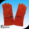 SRSAFETY Rojo color vaca Split cuero guante de trabajo / Guantes de soldadura de cuero